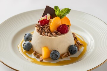 A photo of a pannacotta dessert