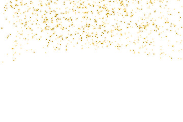 Falling gold dust particles on transparent background, abstract golden dust floating overlay. Graphic resources stardust and lighting particles effect background 
