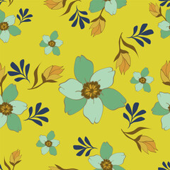 Cute feminine watercolor seamless pattern with wildflowers.hand drawn