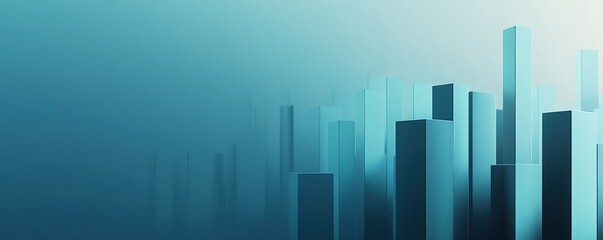 Abstract 3D Bar Graphs on a Gradient Blue and Pink Background Representing Data Visualization and Financial Growth in a Futuristic Design