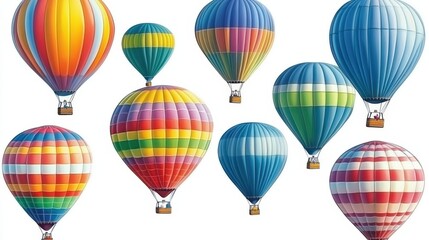 Colorful hot air balloons floating in the sky