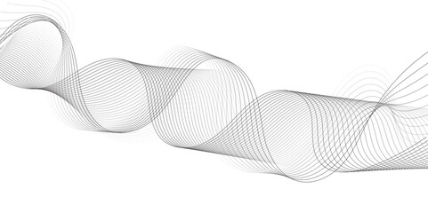 Abstract wavy technology curve lines on transparent background. Wave with lines created using blend tool. Curved wavy line, smooth stripe, abstract wave line use for brochure, banner, template bg.	