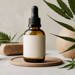 3D Dropper bottle with hemp oil. Oil and medicine extracts isolated from cannabis