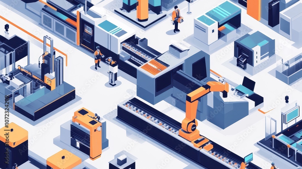 Poster ai optimizing production lines for efficiency in a high-tech plant