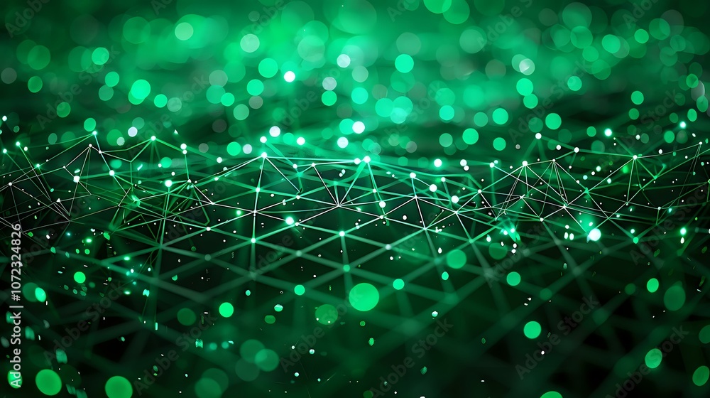 Aufkleber digital representation of interconnected nodes and glowing dots in shades of green, symbolizing data