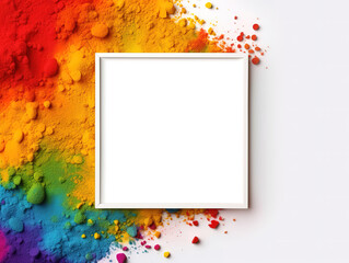 Vibrant Crushed Powder Color Frame Template for Holi Festival Celebrations