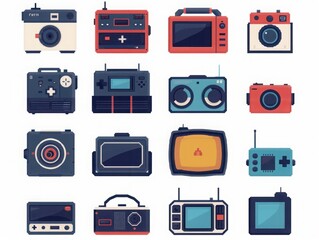 Fototapeta premium Vintage Gadgets and Tech Devices Illustration
