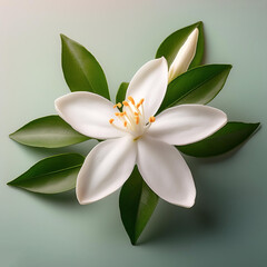 Fototapeta premium A Neroli blossom. White citrus tree bloom, isolated on a Pastel