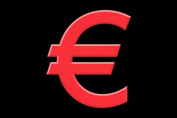 Fototapeta premium A red Euro symbol isolated on a black background