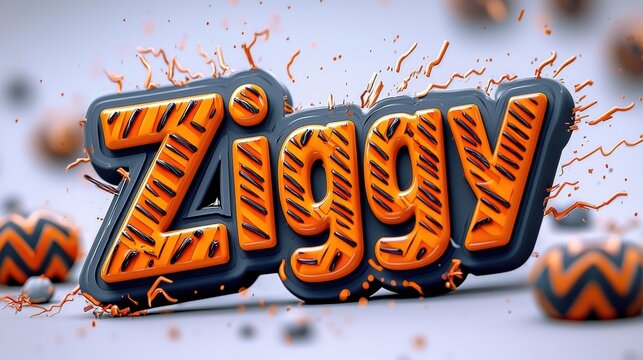 Bright 3D Ziggy Text with Charcoal Elements