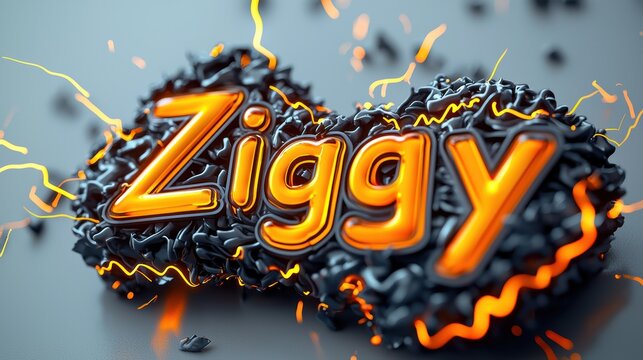 Bright 3D Ziggy Text with Charcoal Elements