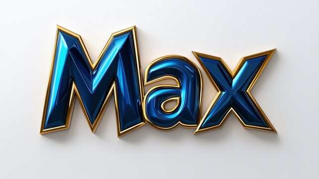 Cobalt Blue and Gold Abstract 3D Design with name "Max"