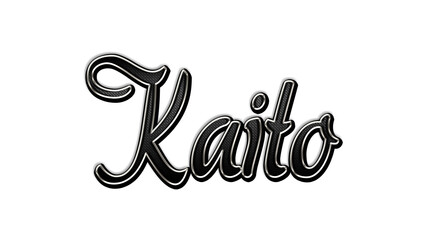 black metal 3d design of name Kaito on white background.
