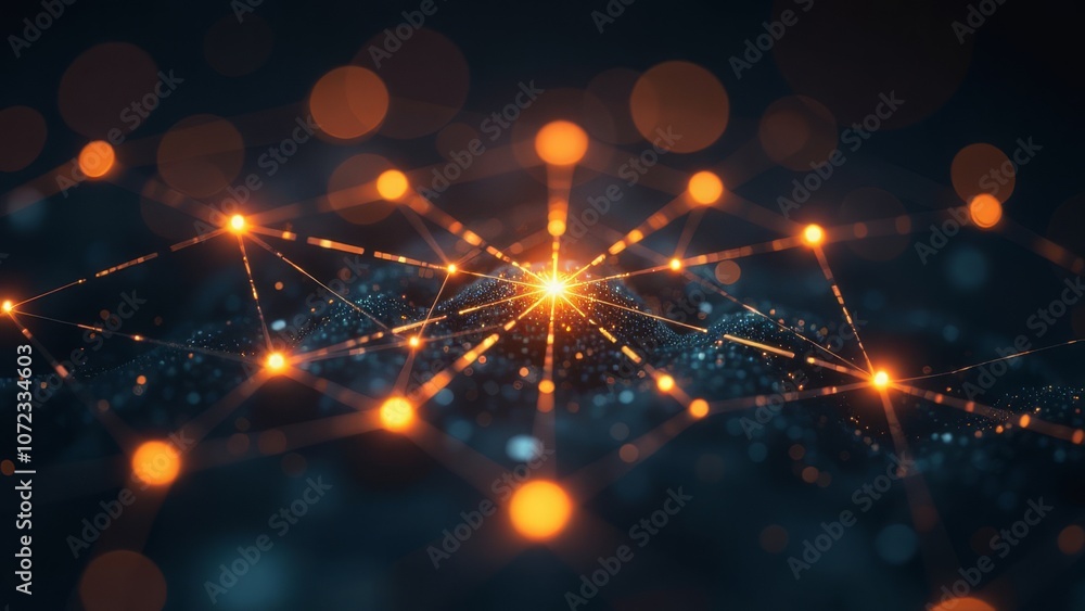 Aufkleber glowing network connections in an abstract digital space