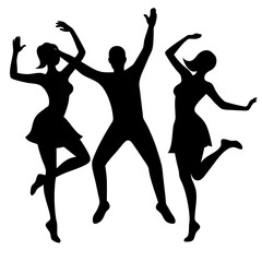 silhouettes of dancing people vector illustrations black vector