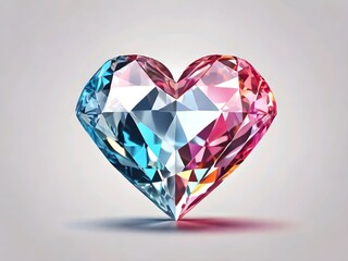 Fototapeta premium diamond heart isolated on white,Ai generated 