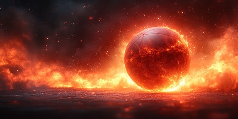 Obraz premium Basketball ball in abstract lights. Strength, training, sport, game, basketball, competition