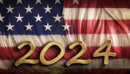 Fototapeta premium American Flag Background with 2024 Gold Numbers