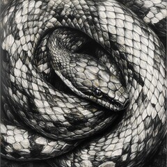 Close-up view of a snake's intricate scale pattern