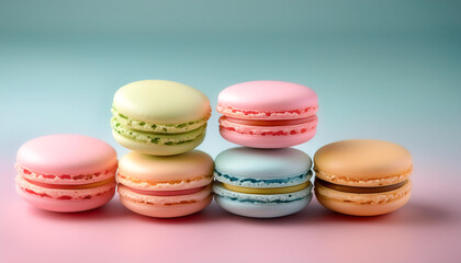 Macarons, isolated on a Pastel