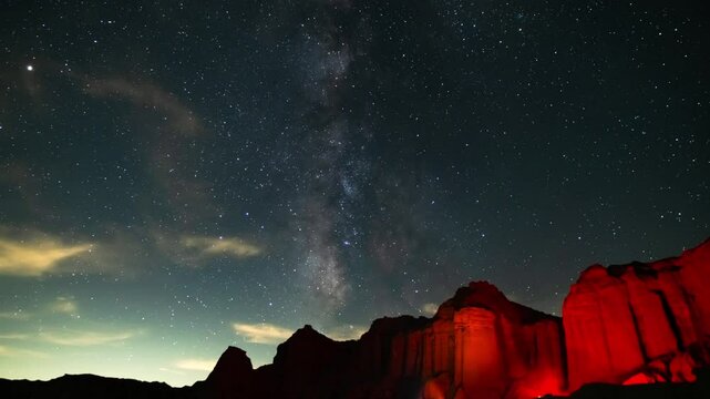 Milky Way Galaxy in Summer South Sky 24mm Campfire Red Rock Canyon Tilt Down Mojave Desert California USA