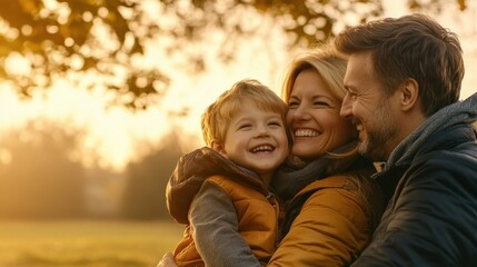 Obraz premium happy family enjoying autumn day together