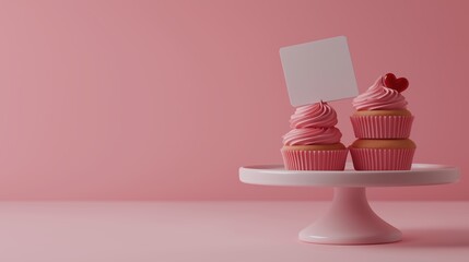 Heart-shaped cupcake display for bakery event decoration and advertising design