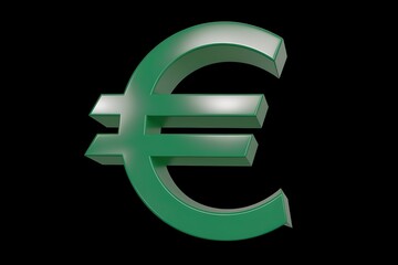Obraz premium A 3D render of a large, glossy Euro currency symbol
