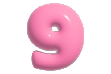 Fototapeta premium pink number 9 on transparent background