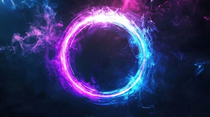 Vibrant Abstract Circle with Neon Effects, showcasing a wide range of artistic design elements