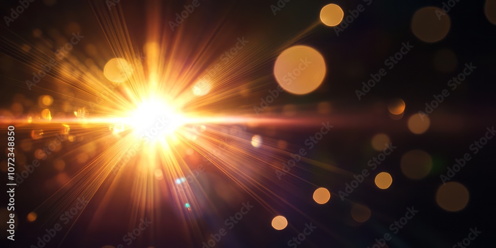 Poster golden light explosion with bokeh effect