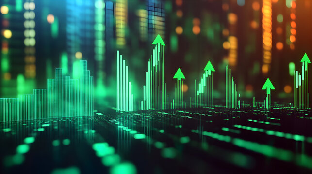 Green stock market growth background digital currency exchange infographic stock market data analysis background