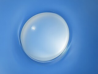 Transparent glass sphere on a vibrant blue background