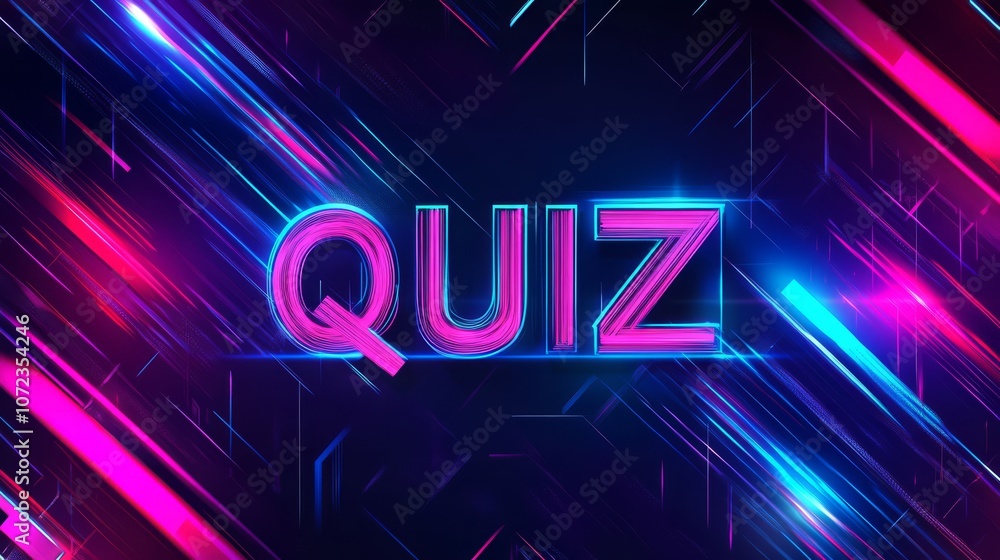Poster neon quiz show: a vibrant and energetic background with neon lights creates a futuristic and dynamic