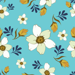 abstract a solid multicolor small and big flower mixed vector pattern arrangement with medium color, all over vector design with white background illustration digital