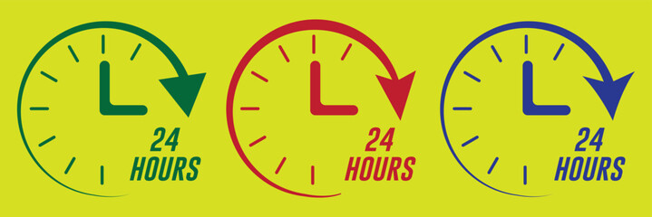 24 hour medical care service vector icon. day/night services button symbol. illustration of 24/7 sign isolated over a white background.