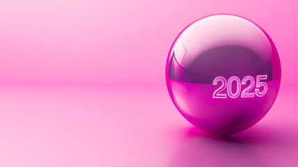 Obraz premium 2025 wallpaper in glass morphism style with transparent gradient layers 2025 in soft neon pink minimal and chic