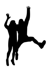 People Happy Jumping Out Silhouette