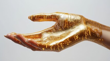 Hand gold white background electronics.