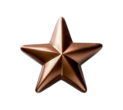 metal shiny bronze star isolated on white background cutout PNG