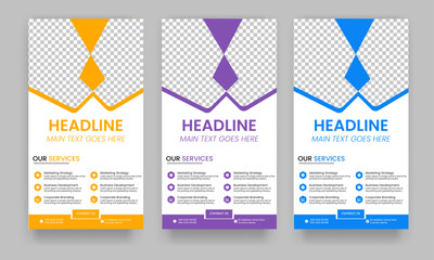 Business Roll Up Banner corporate Roll up background for Presentation, Vertical roll up, x-stand, exhibition display, Retractable banner