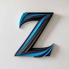 3D Matte Letter Z in Charcoal and Electric Blue Design