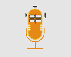 Illustration Vintage Retro Microphone Icon with Minimalist Design for Podcasts, Broadcasting, and Audio Recording Projects