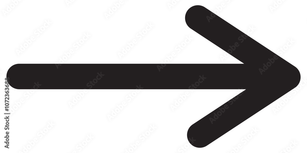 Poster black long arrow pointing to the left. straight long arrow icon, right thin line, blue cursor, horiz