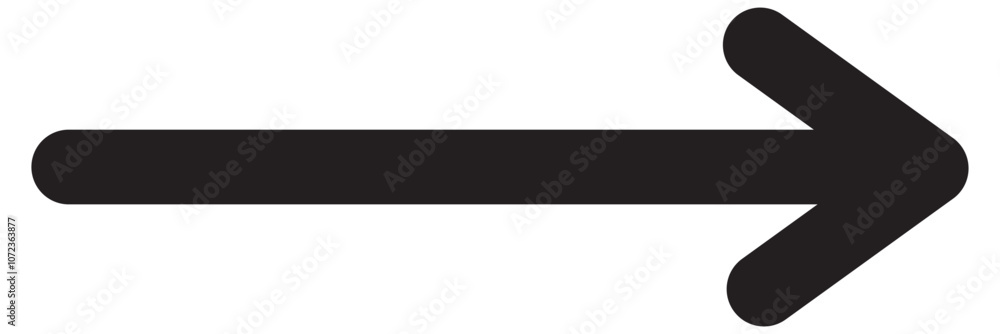 Poster black long arrow pointing to the left. straight long arrow icon, right thin line, blue cursor, horiz