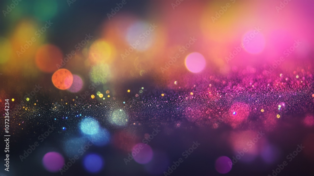 Poster abstract background with multicolored bokeh and glitter