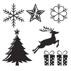 Christmas icons set black silhouette Vector Art