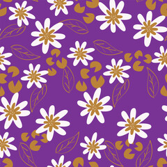 Fototapeta premium Cute feminine watercolor seamless pattern with wildflowers.hand drawn
