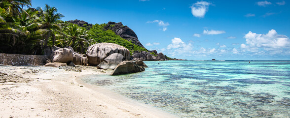 Anse Source D'Argent, Beach on La Digue Island, Seychelles.