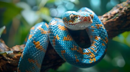 Tree branch snake photo with greenery
